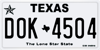 TX license plate DOK4504