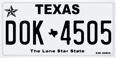 TX license plate DOK4505
