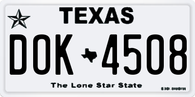 TX license plate DOK4508