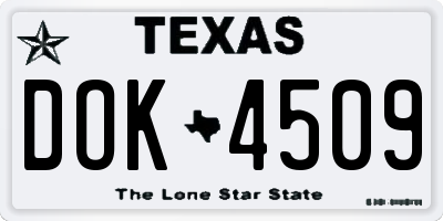 TX license plate DOK4509