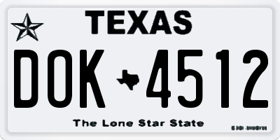 TX license plate DOK4512