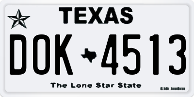 TX license plate DOK4513