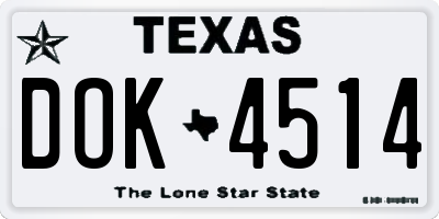 TX license plate DOK4514