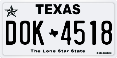 TX license plate DOK4518