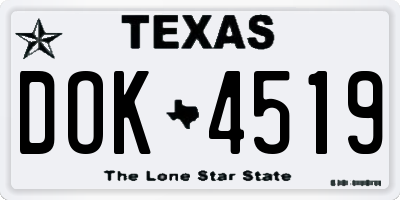 TX license plate DOK4519