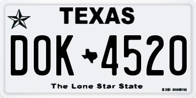 TX license plate DOK4520