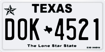 TX license plate DOK4521