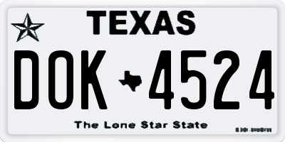 TX license plate DOK4524