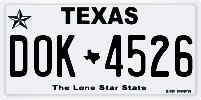 TX license plate DOK4526