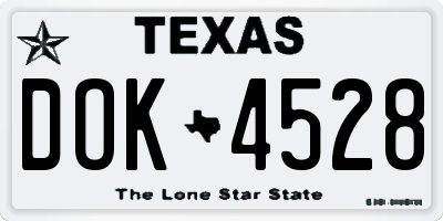 TX license plate DOK4528