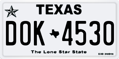 TX license plate DOK4530