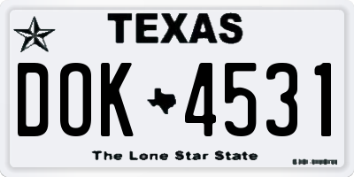 TX license plate DOK4531