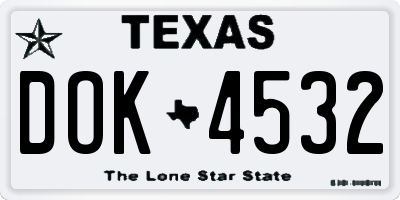 TX license plate DOK4532