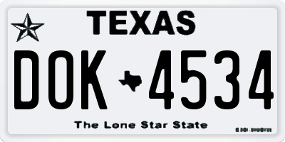 TX license plate DOK4534