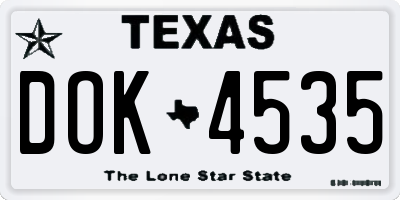 TX license plate DOK4535