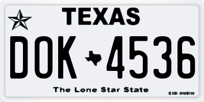 TX license plate DOK4536