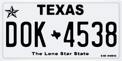 TX license plate DOK4538