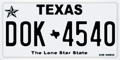 TX license plate DOK4540