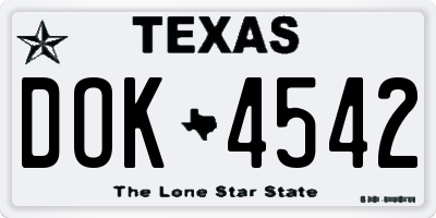 TX license plate DOK4542