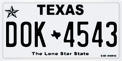 TX license plate DOK4543