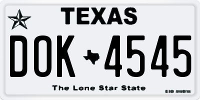 TX license plate DOK4545