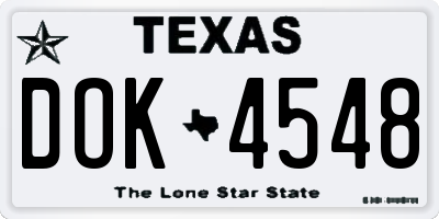 TX license plate DOK4548