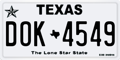TX license plate DOK4549