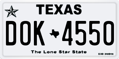 TX license plate DOK4550