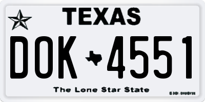 TX license plate DOK4551