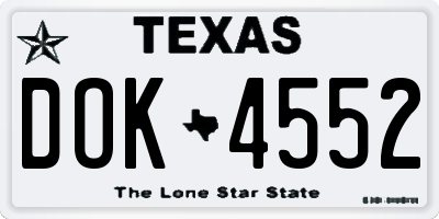 TX license plate DOK4552