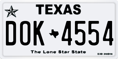TX license plate DOK4554