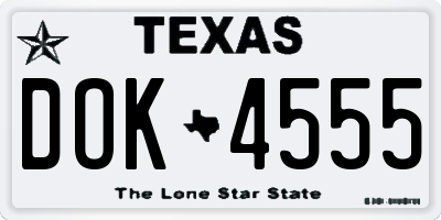 TX license plate DOK4555