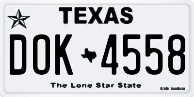 TX license plate DOK4558