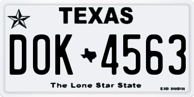 TX license plate DOK4563