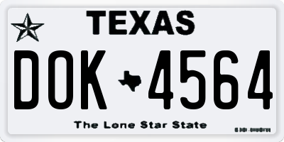 TX license plate DOK4564