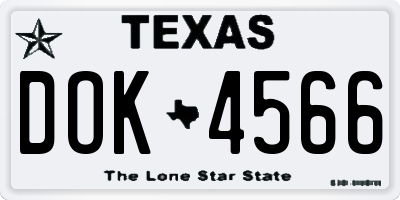 TX license plate DOK4566