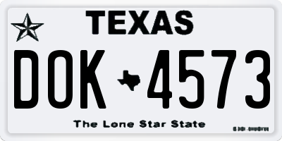 TX license plate DOK4573