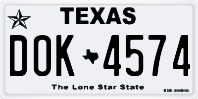 TX license plate DOK4574