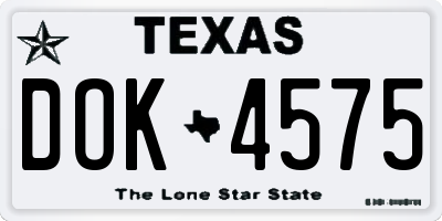 TX license plate DOK4575