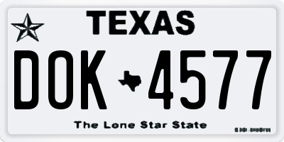 TX license plate DOK4577