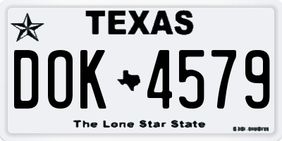 TX license plate DOK4579