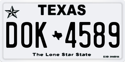 TX license plate DOK4589