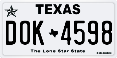 TX license plate DOK4598