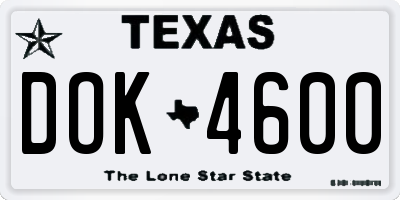 TX license plate DOK4600