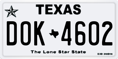 TX license plate DOK4602