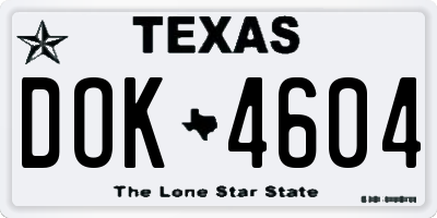 TX license plate DOK4604