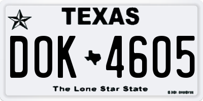 TX license plate DOK4605