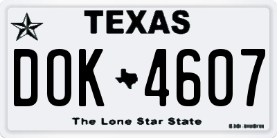 TX license plate DOK4607
