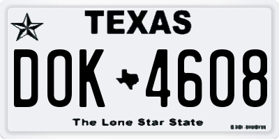 TX license plate DOK4608
