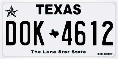 TX license plate DOK4612